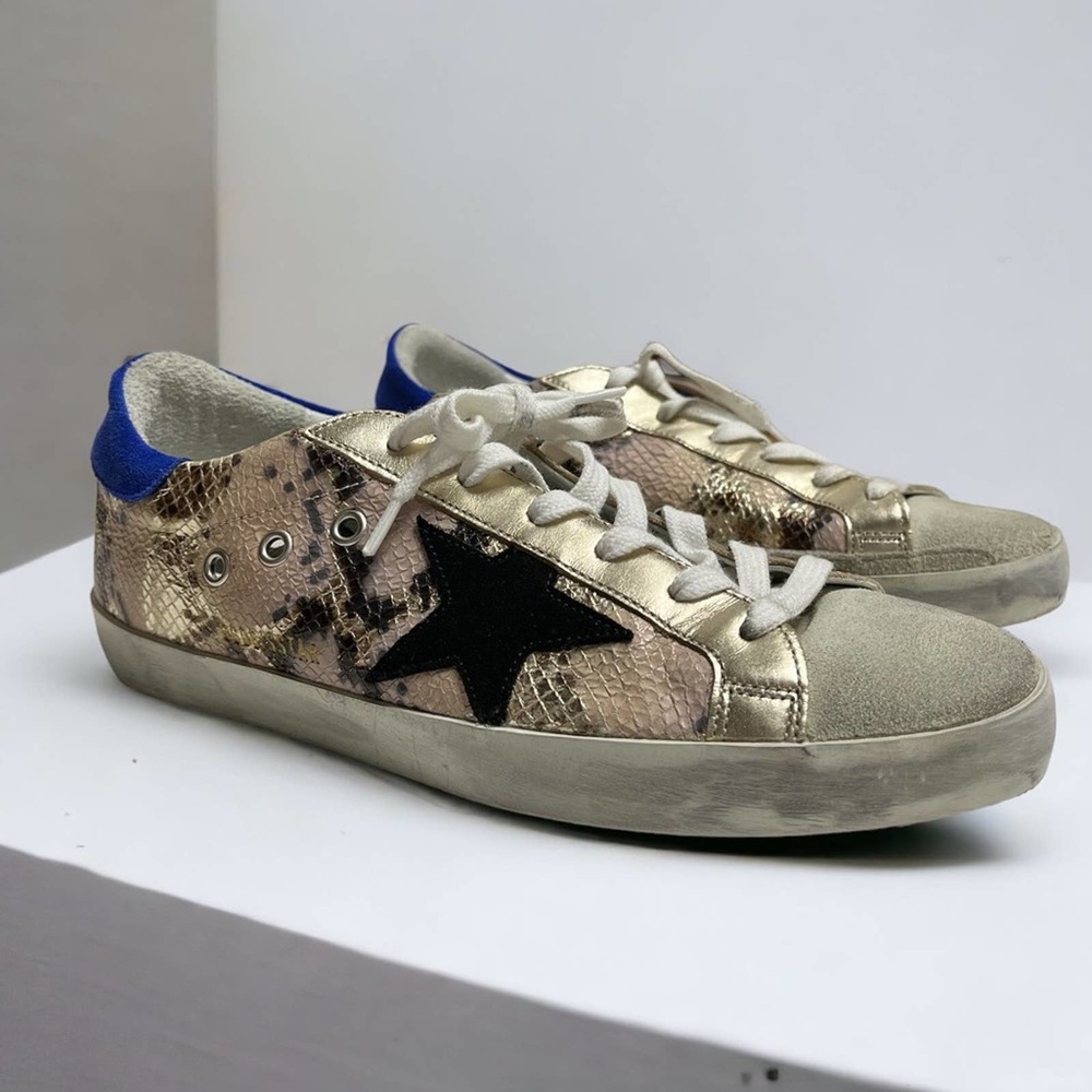 Golden Goose Superstar Sneaker Printed Python Black Star Womens Size EU 40 US 10